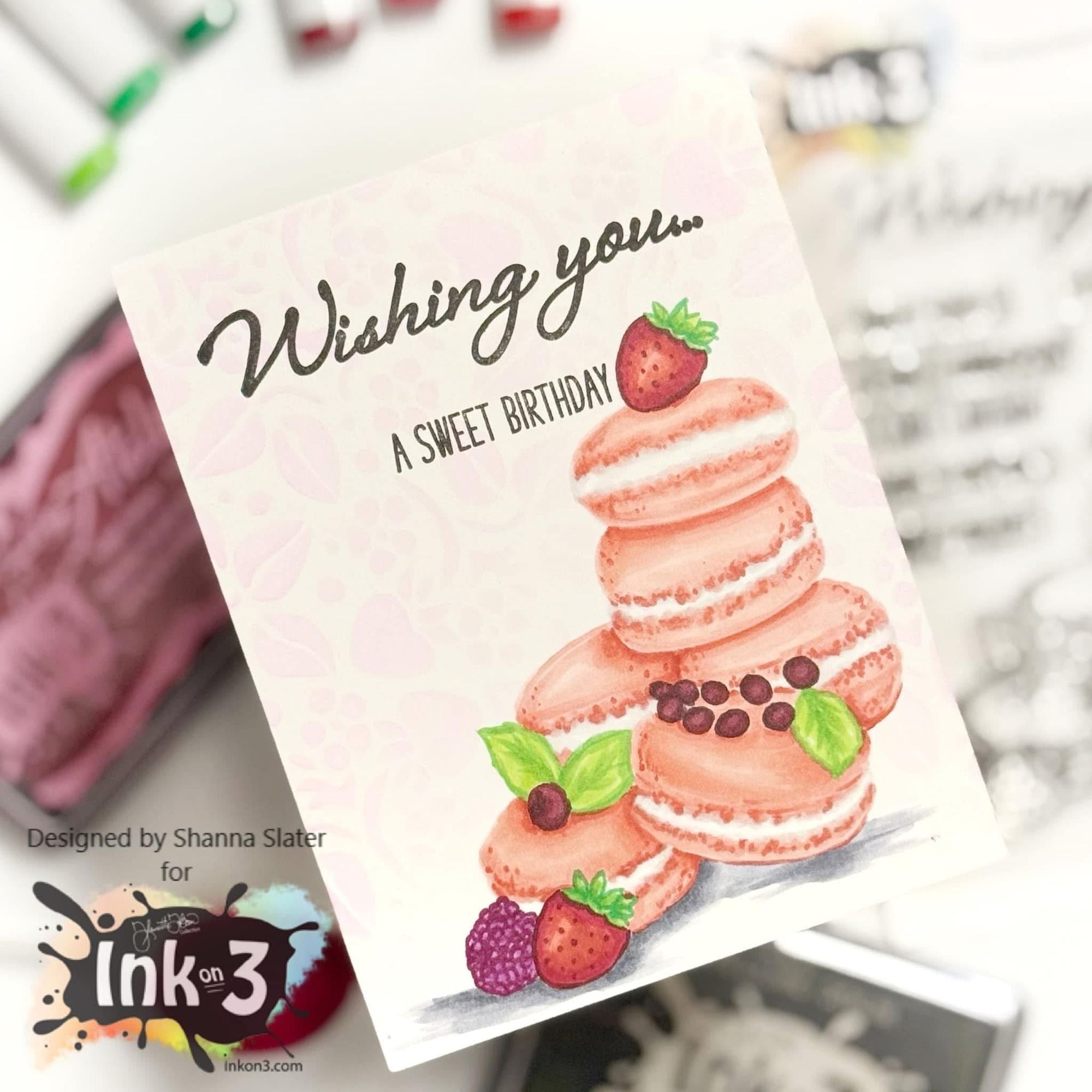 Inkon3 Strawberry Swirl 6x6 Stencil birthday