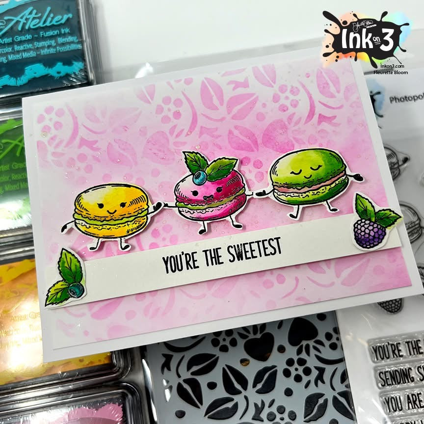 Inkon3 Strawberry Swirl 6x6 Stencil cookies
