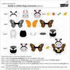 Instructions for building a butterfly costume with step-by-step assembly diagram.