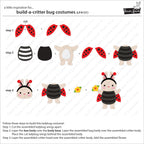 Instructions for building a ladybug costume with cut-out pieces on a white background.