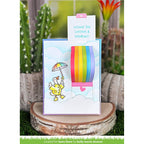 Interactive Card with Dog in Raincoat and Umbrella with Rainbow and Sentiment 'Wishing You Sunshine and Rainbows!'