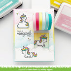 Interactive Rainbow Card with Unicorns and sentiment 'Have a Magical Day'