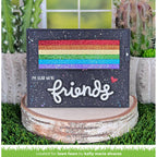 Interactive Rainbow Card with sentiment 'I'm Glad We're Friends'