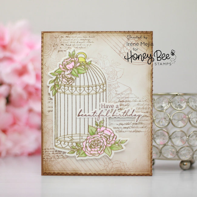 Honey Bee Love Is A Rose Clear Stamps hbst-523 Beautiful Birthday Card