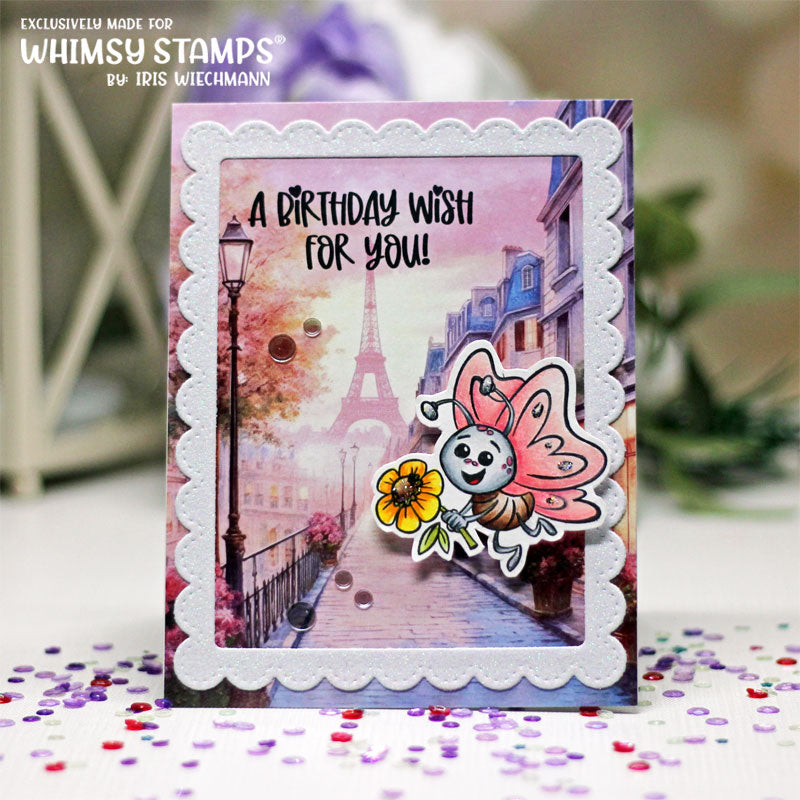 Whimsy Stamps Butterfly Wishes Clear Stamps khb216 birhtday wish