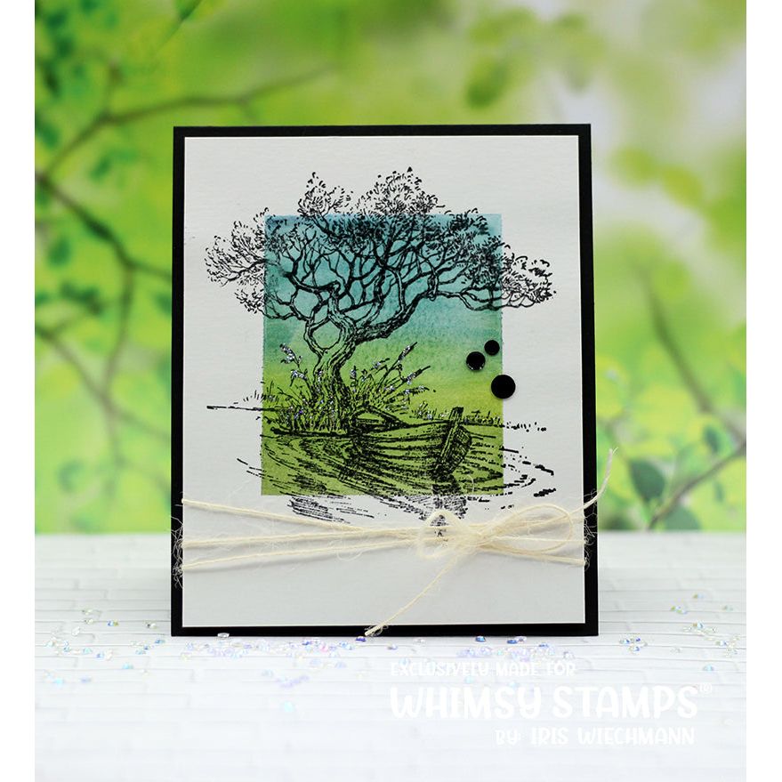 Whimsy Stamps Tranquil Wishes Rubber Stamp ddb0066a wooden boat