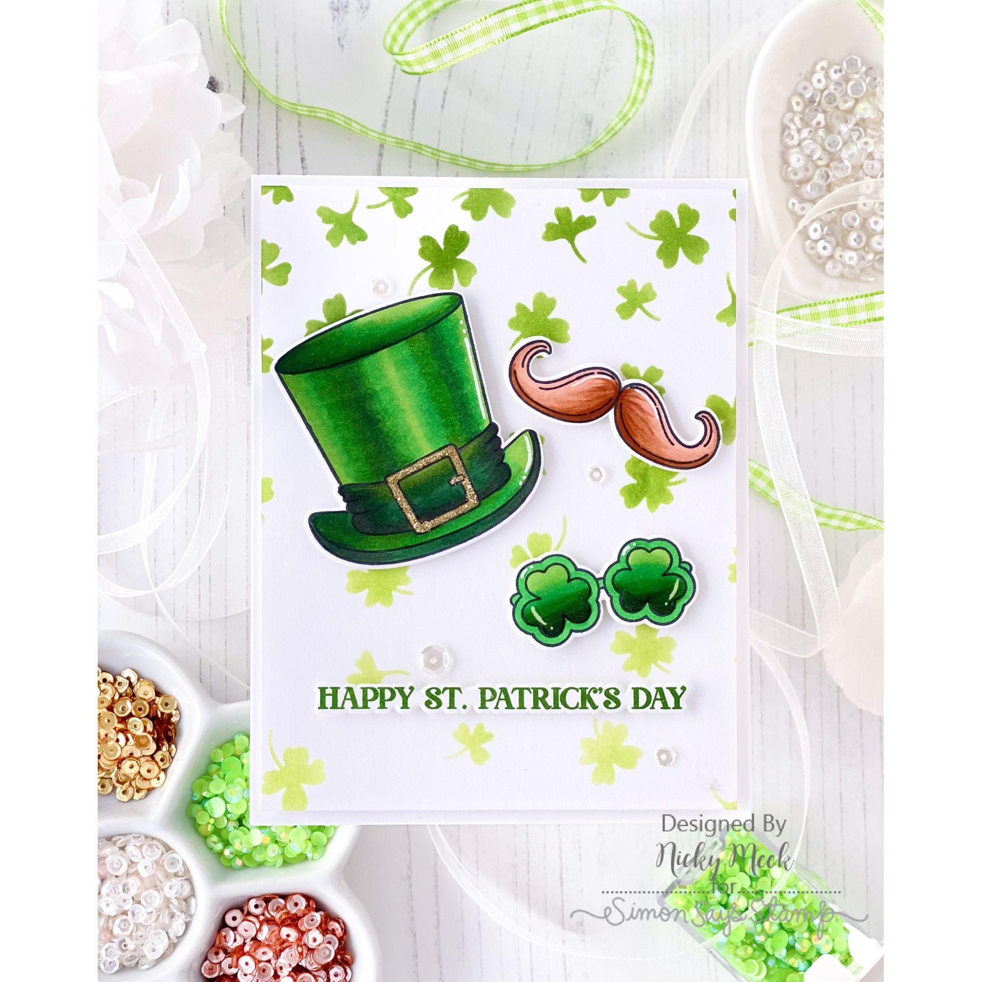 Simon Says Stamps and Dies Irish Bits set1172ib Beautiful Moments St. Patrick's Day Card