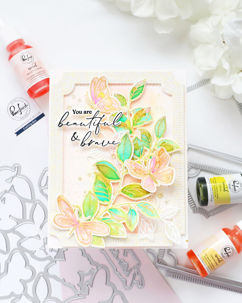 Pinkfresh Studio Fluttering Butterflies Bundle Beautiful And Brave Card | color-code:ALT02