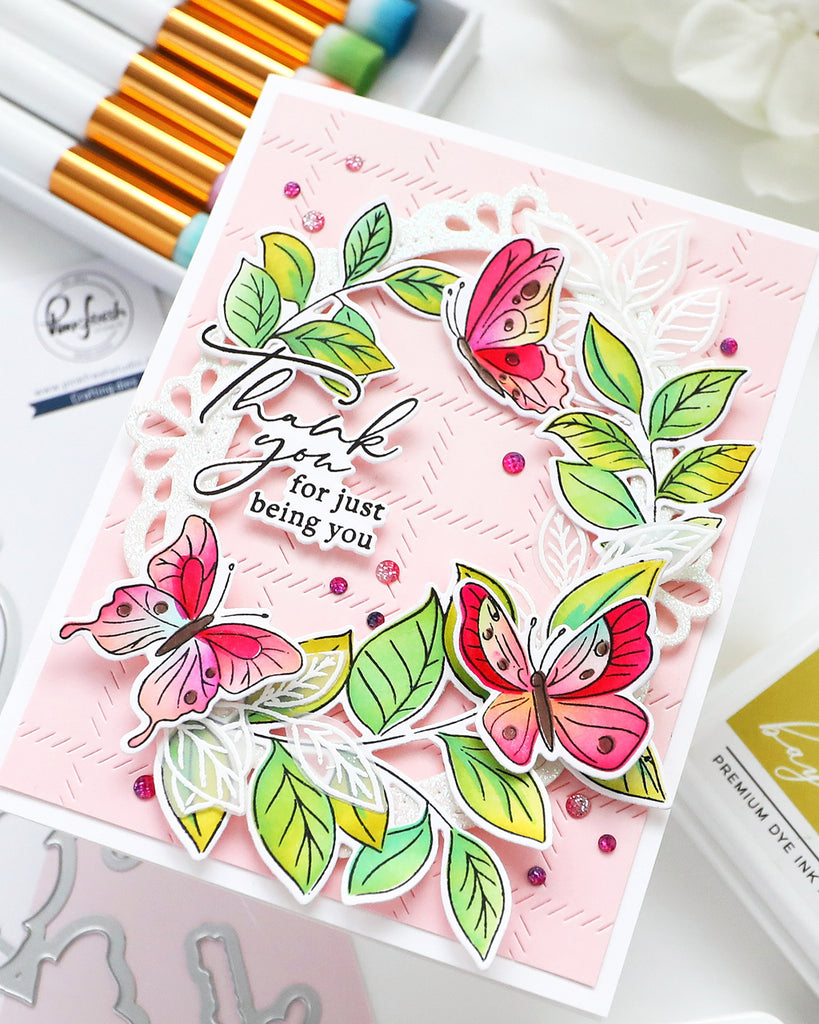 Pinkfresh Studio Fluttering Butterflies Bundle Be Yourself Card | color-code:ALT03