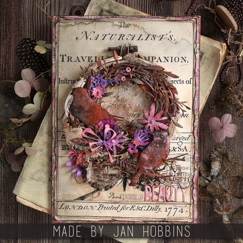 Tim Holtz Sizzix Vault Funky Floral Wreath Thinlits Dies 666563 rustic