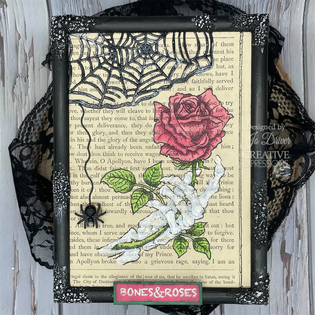 Woodware Craft Collection Bones & Rose Clear Stamps jgs841 framed