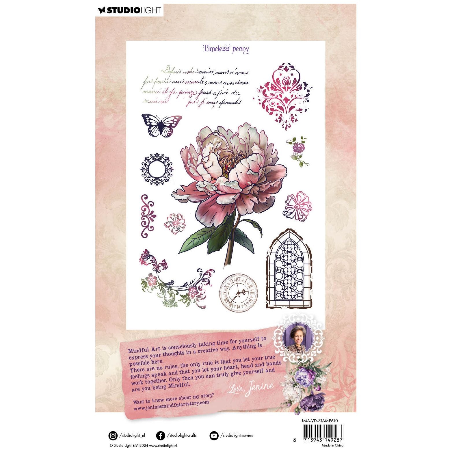 Studio Light Timeless Peony Clear Stamps jma-vd-stamp610 package back