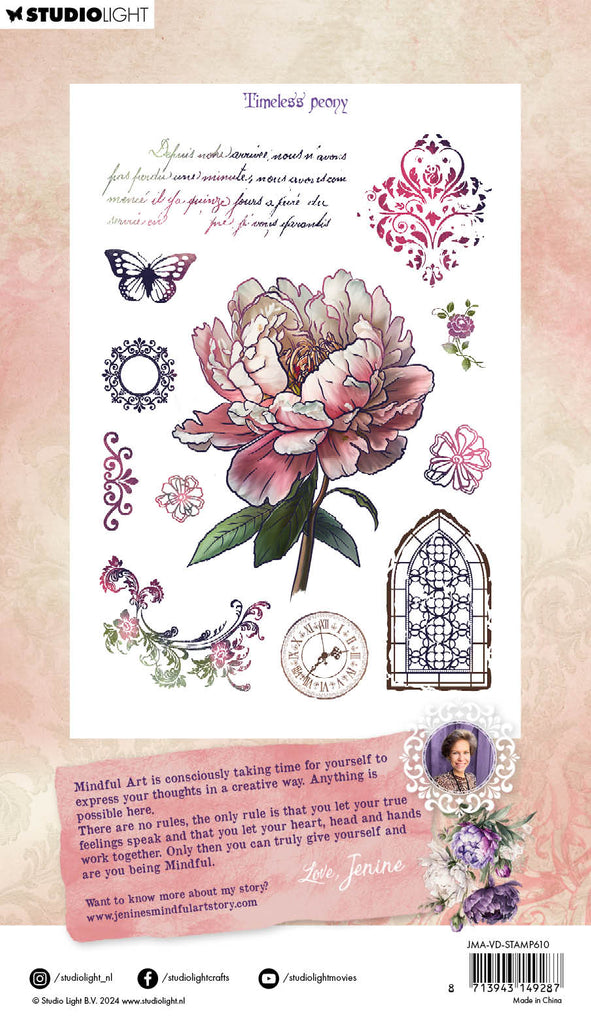 Studio Light Timeless Peony Clear Stamps jma-vd-stamp610 package back