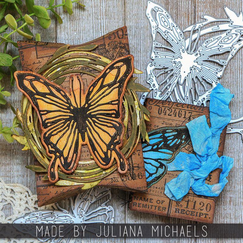 Tim Holtz Sizzix Vault Funky Floral Wreath Thinlits Dies 666563 butterfly