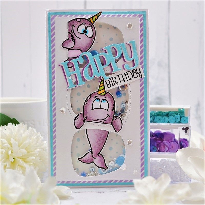 Whimsy Stamps Be Unique Clear Stamps DP1119 narwhal fun