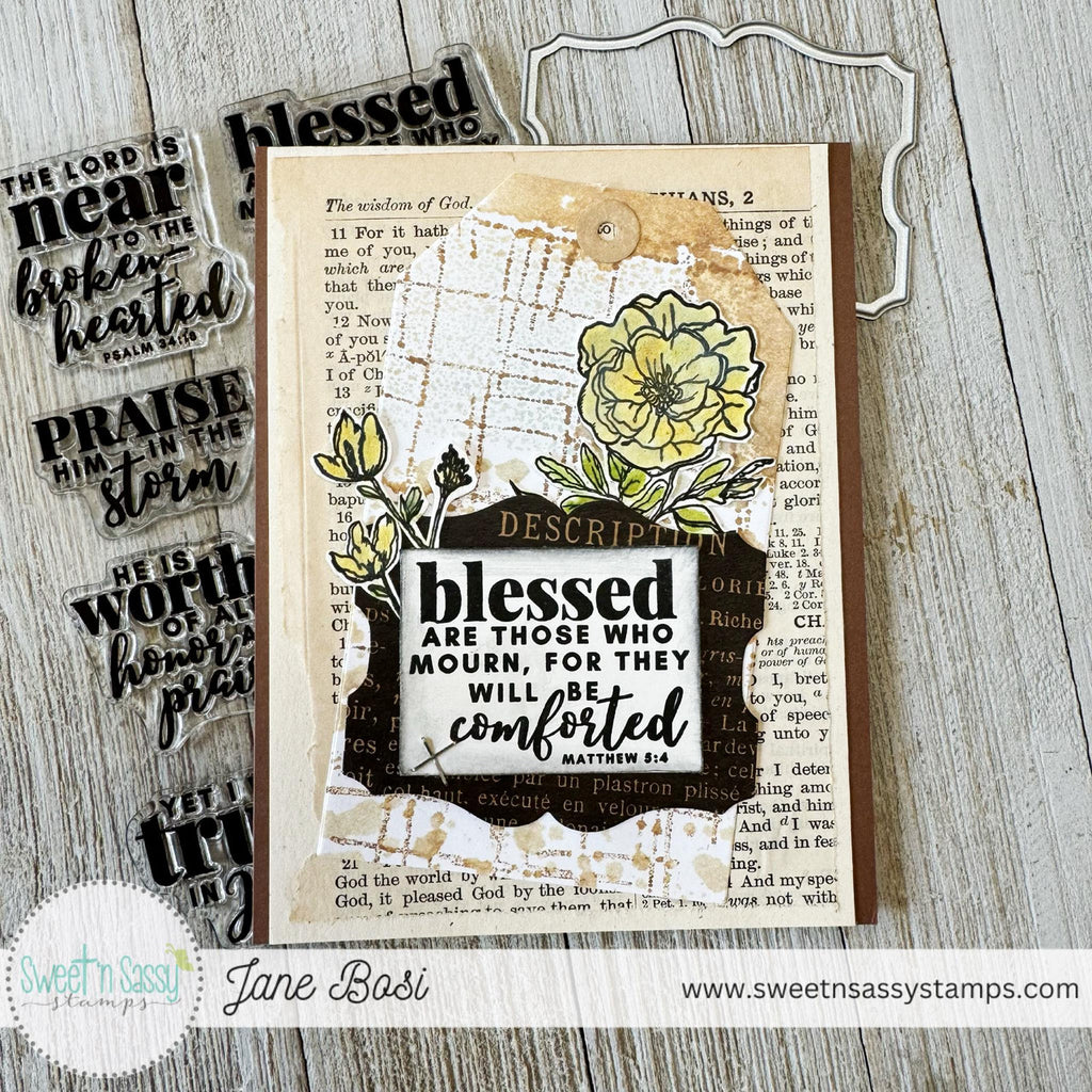 Sweet 'N Sassy The Lord Is Near Clear Stamps cws-24-008 Blessed Are Those Who Mourn Card