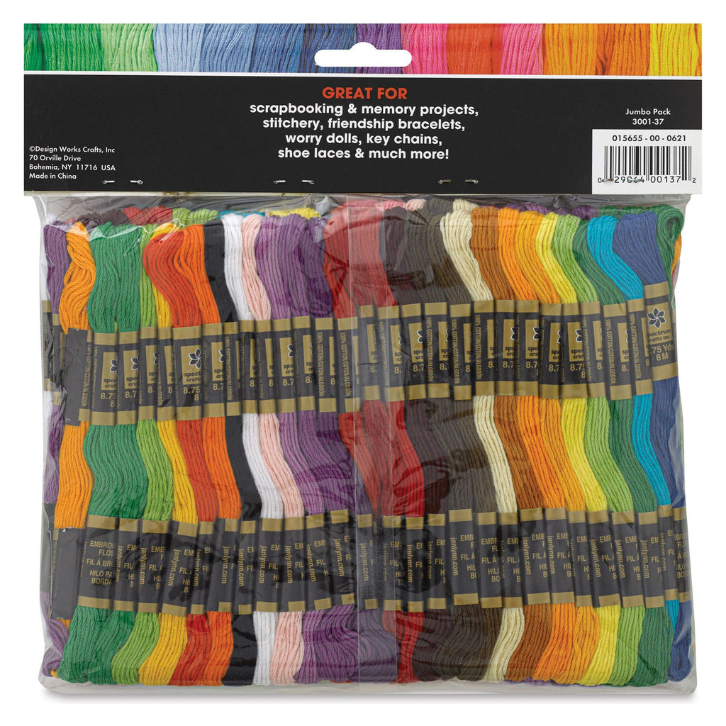 Janlynn Cotton Embroidery Floss Jumbo Pack Assorted Colors 300137 Back of Pack
