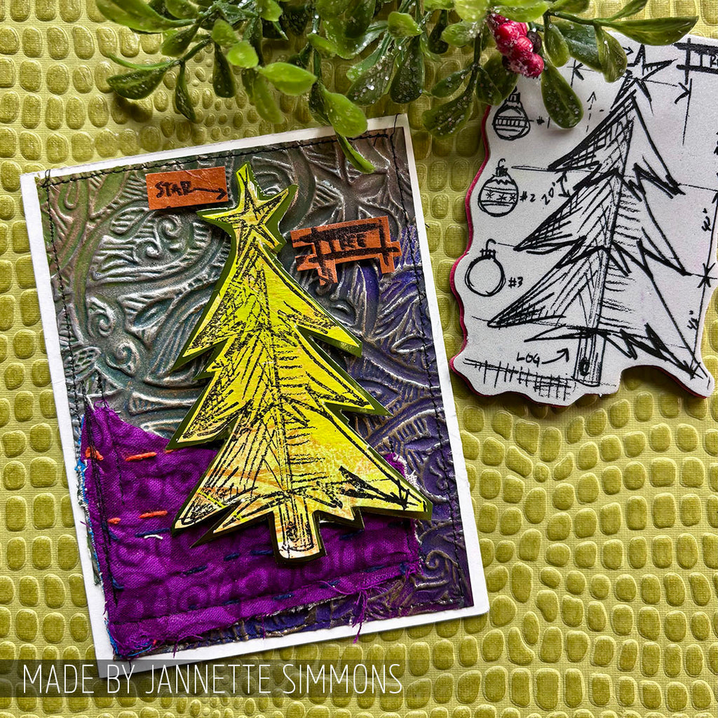 Tim Holtz Cling Rubber Stamps CHRISTMAS BLUEPRINT CMS135