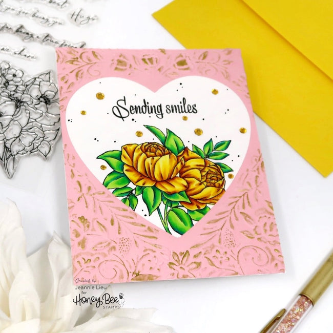 Honey Bee Floral Heart 3D Embossing Folder hbef-013 Sending Smiles Card