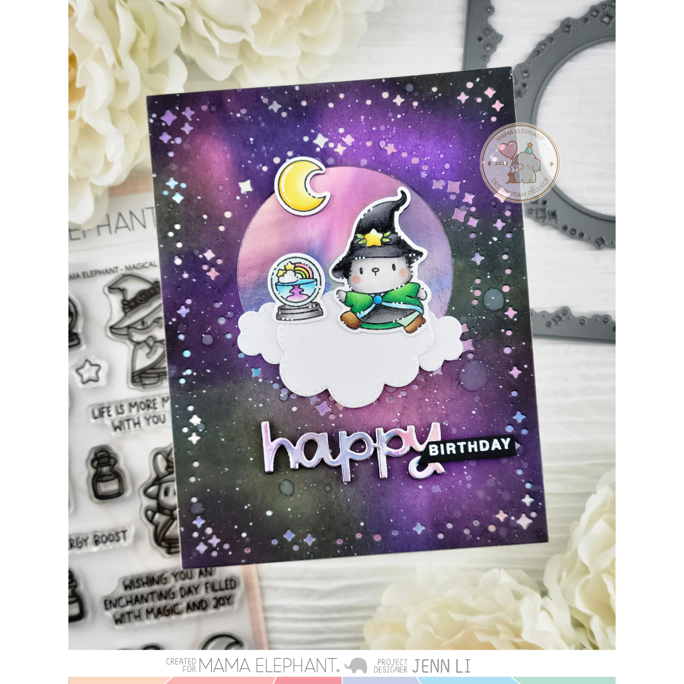 Mama Elephant  Magical Wizards Clear Stamp and Die Set happy birthday
