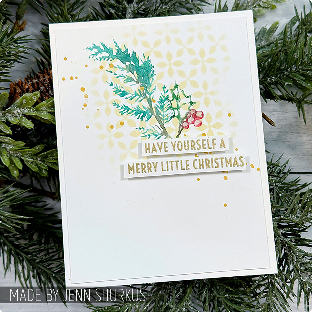 Tim Holtz Clear Stamps and Stencil Sketch Greenery, Plaid and Nordic thmm132