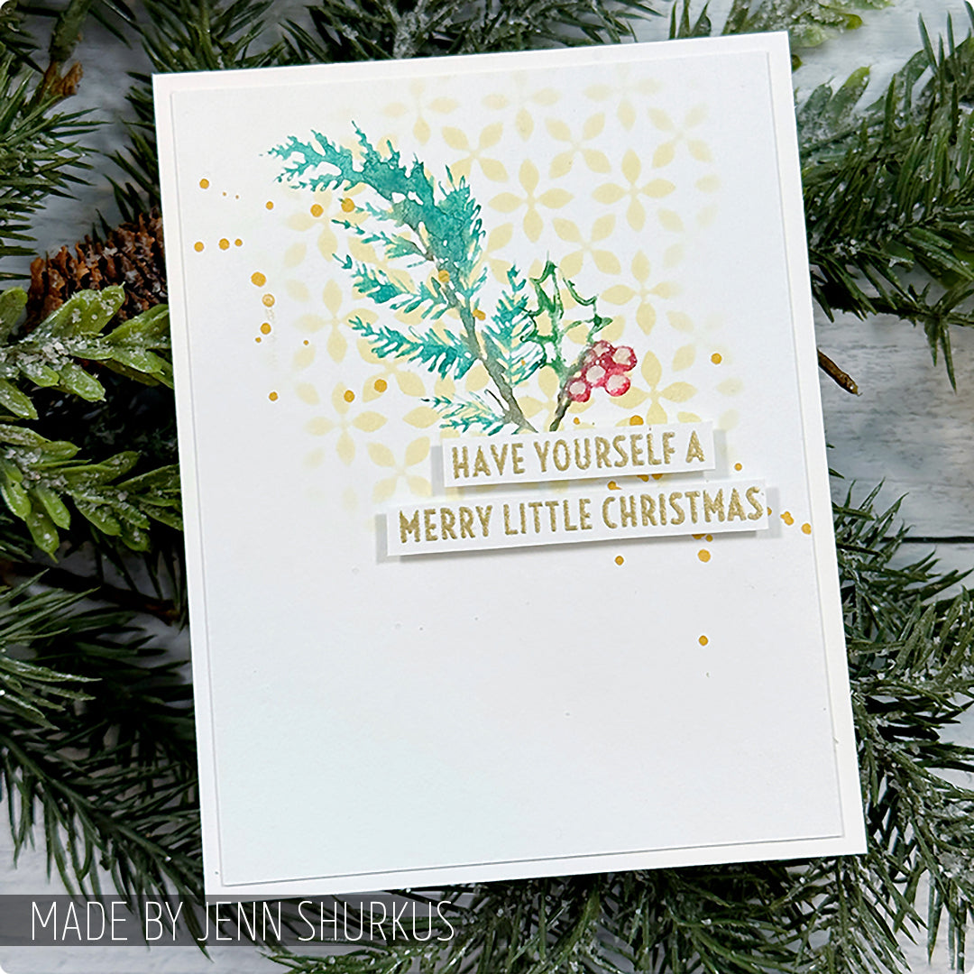 Tim Holtz Clear Stamps and Stencil Sketch Greenery, Plaid and Nordic thmm132