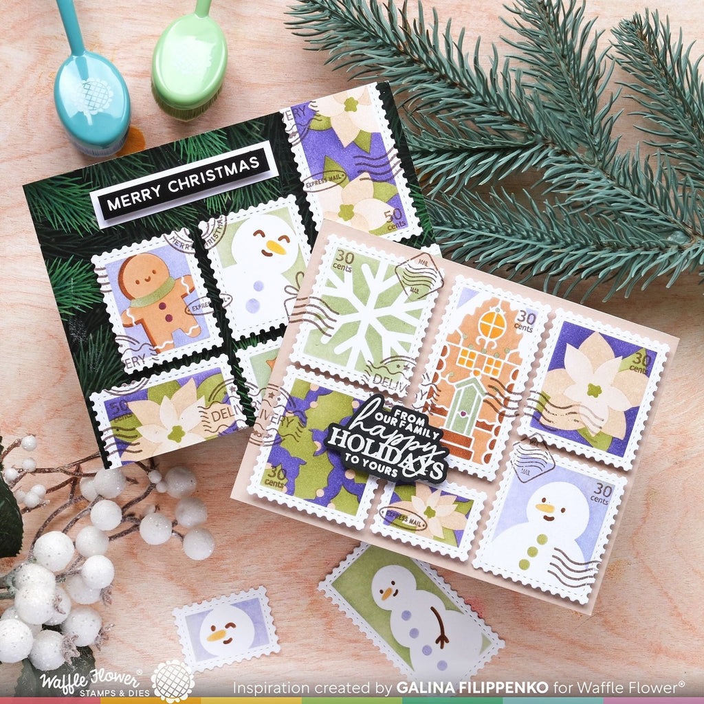 Waffle Flower Family Christmas Sentiments Matching Dies 421762 happy holidays
