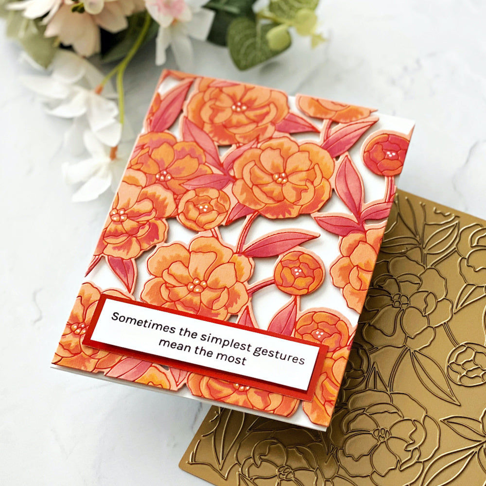 PinkFresh Studio Pretty Blossoms Hot Foil Plate 200523 Floral Simple Gestures Card | color-code:ALT03
