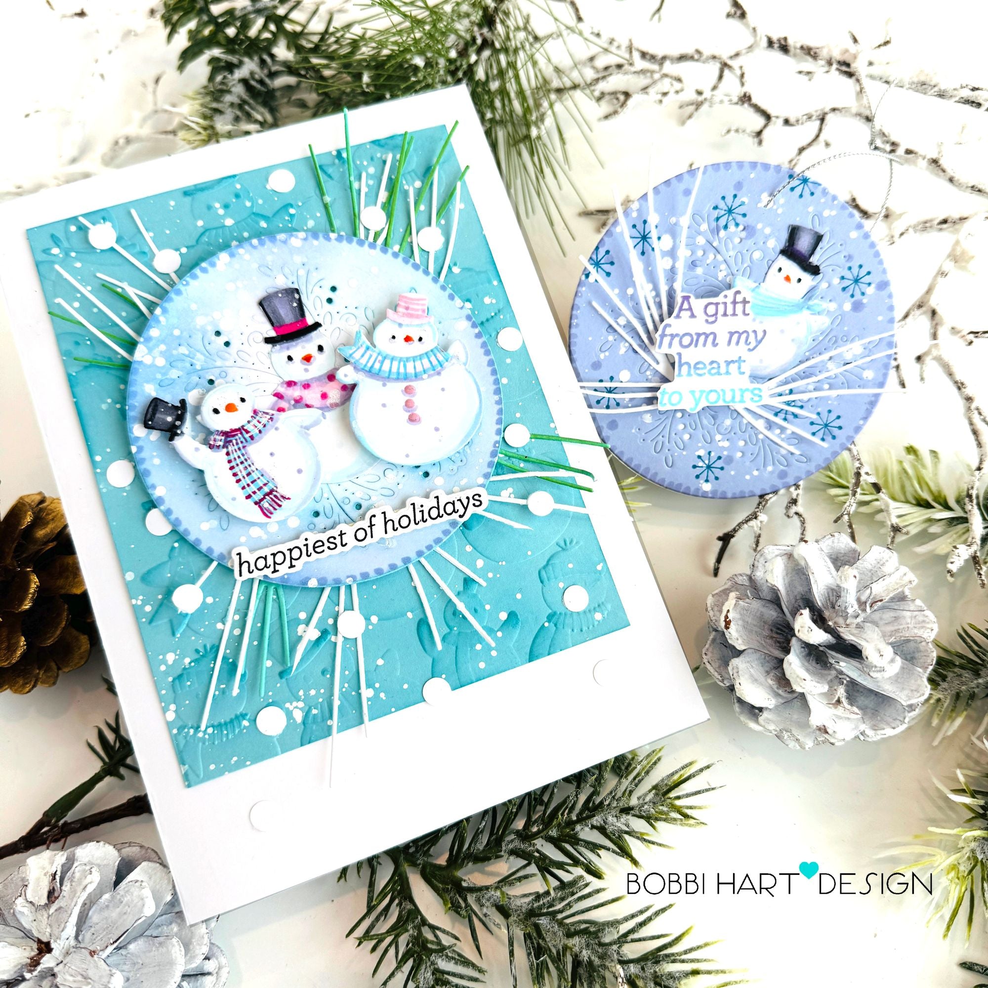 Simon Says Stamp Embossing Folder and Cutting Dies Jolly Snowmen sfd557 DieCember Winter Card and Tag
