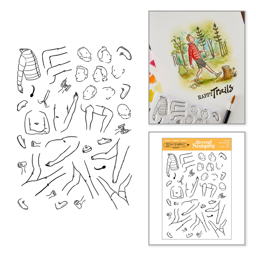 Josh Griffiths Studio Beyond Stamping Can't Stand Still 2 Men Clear Stamp Set jgs0018