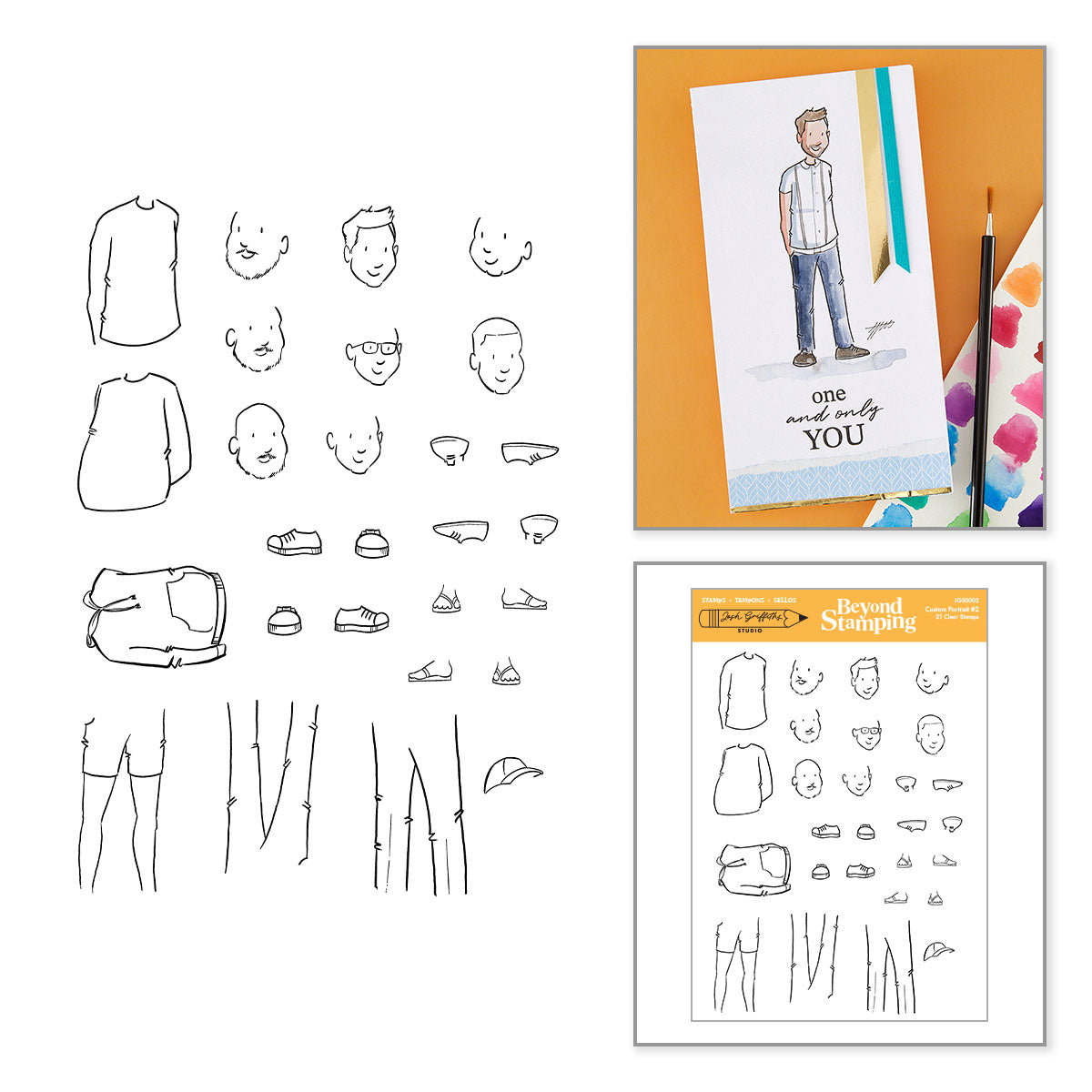 Josh Griffiths Studio Beyond Stamping Custom Portrait 2 Clear Stamp Set jgs0002