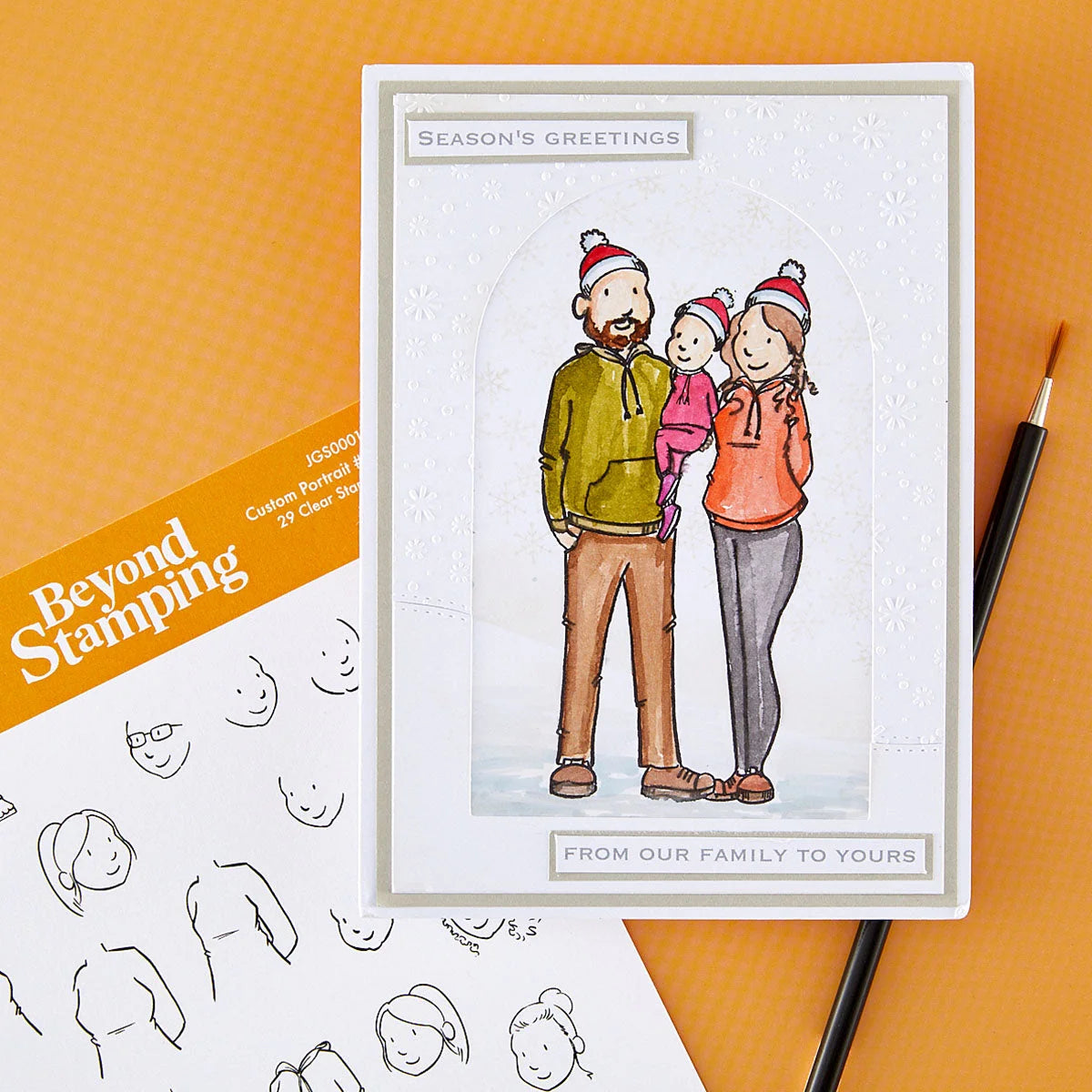 Josh Griffiths Studio Beyond Stamping Custom Portrait 3 Clear Stamp Set jgs0003 santa hats baby seasons greetings card