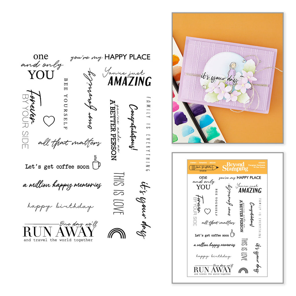 Josh Griffiths Studio Beyond Stamping Evergreen Sentiments Clear Stamp Set jgs0006