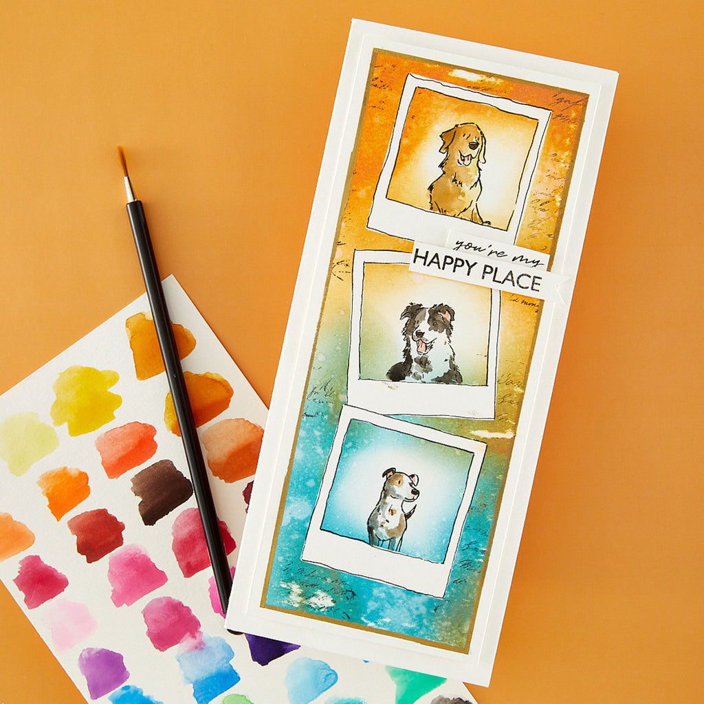 Josh Griffiths Studio Beyond Stamping Evergreen Sentiments Clear Stamp Set jgs0006 you're my happy place pet card