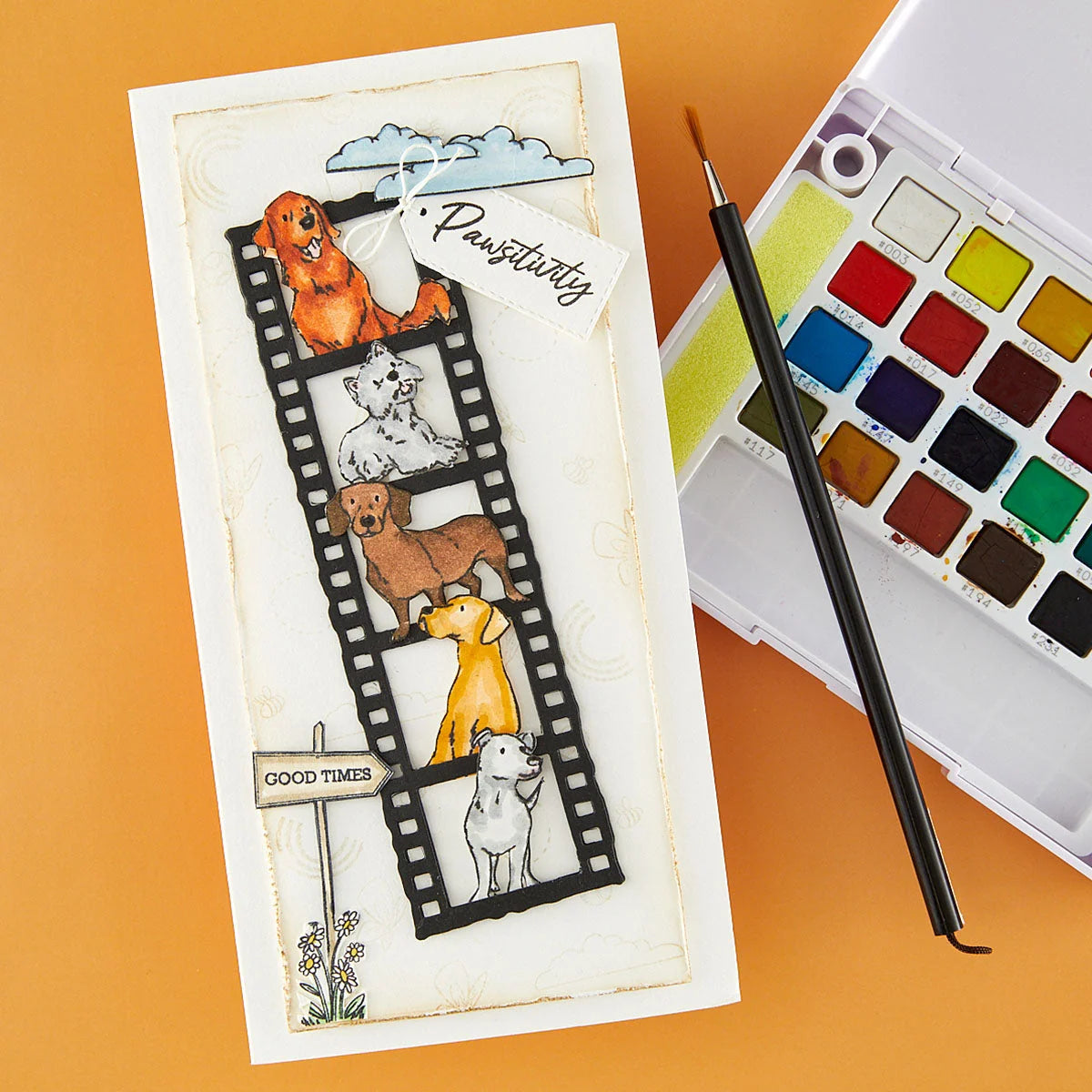 Josh Griffiths Studio Beyond Stamping Outside Elements Clear Stamp Set jgs0004 dog photo film clouds good times card