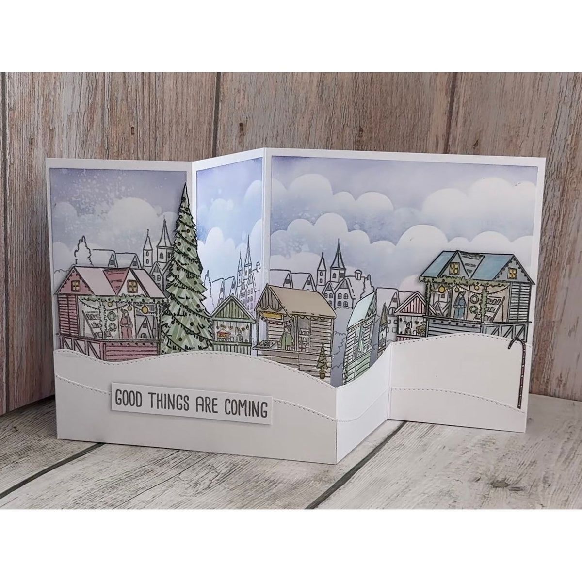 Josh Griffiths Studio Christmas Market Clear Stamp Set jgs0060 good things are coming winter village card