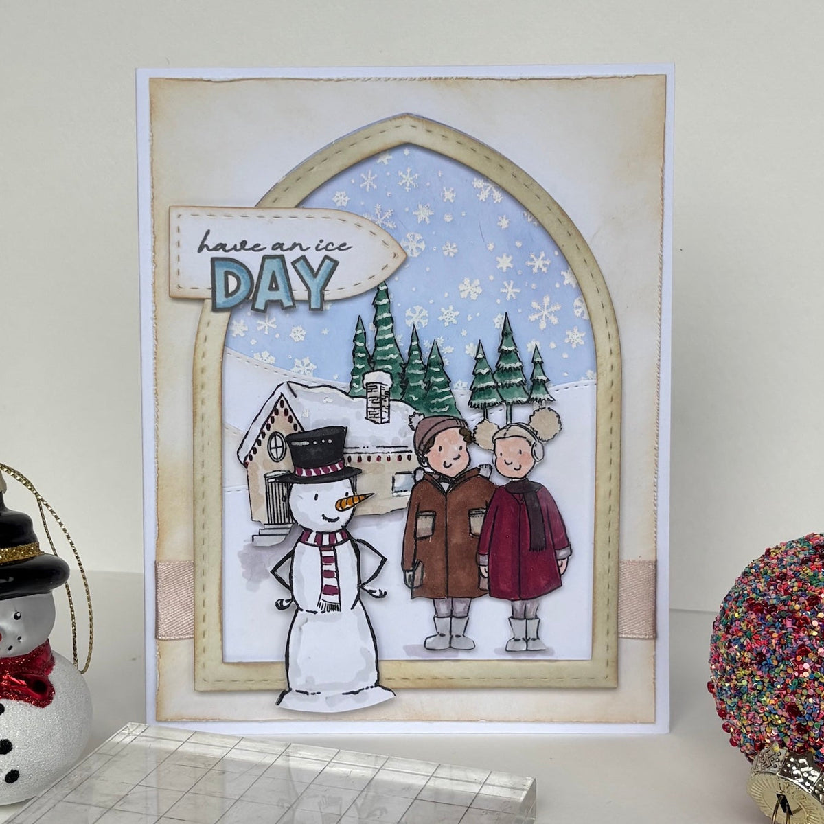 Josh Griffiths Studio Cosy Clothes Male Clear Stamp Set jgs0055 have an ice day winter kids snowman card