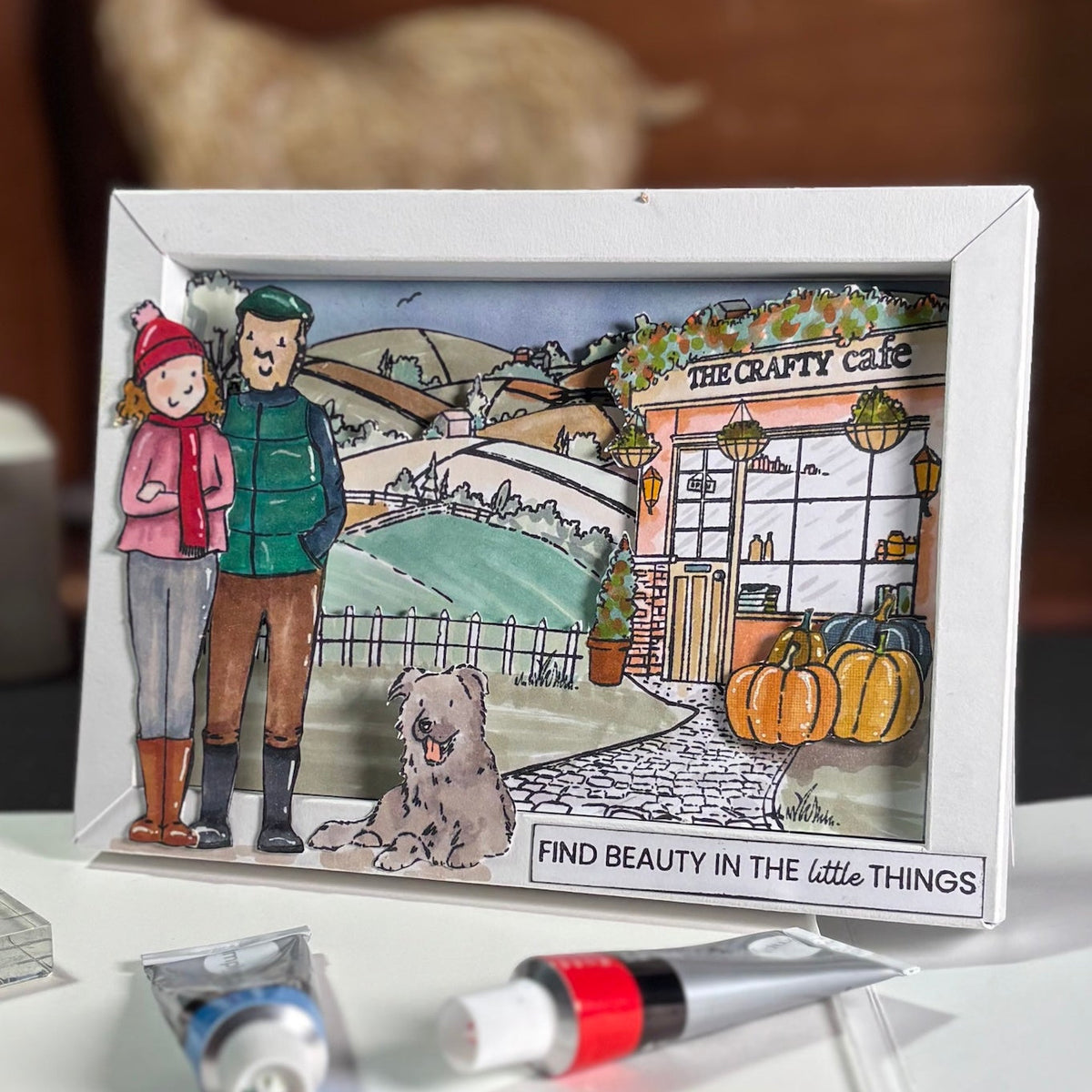 Josh Griffiths Studio Cosy Scenery Clear Stamp Set jgs0056 crafty cafe winter couple dog frame