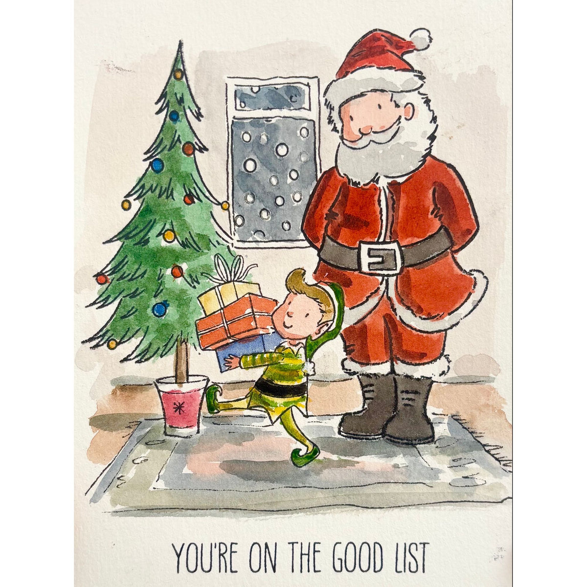 Josh Griffiths Studio Custom Christmas Clear Stamp Set jgs0008 Santa Claus on the good list card