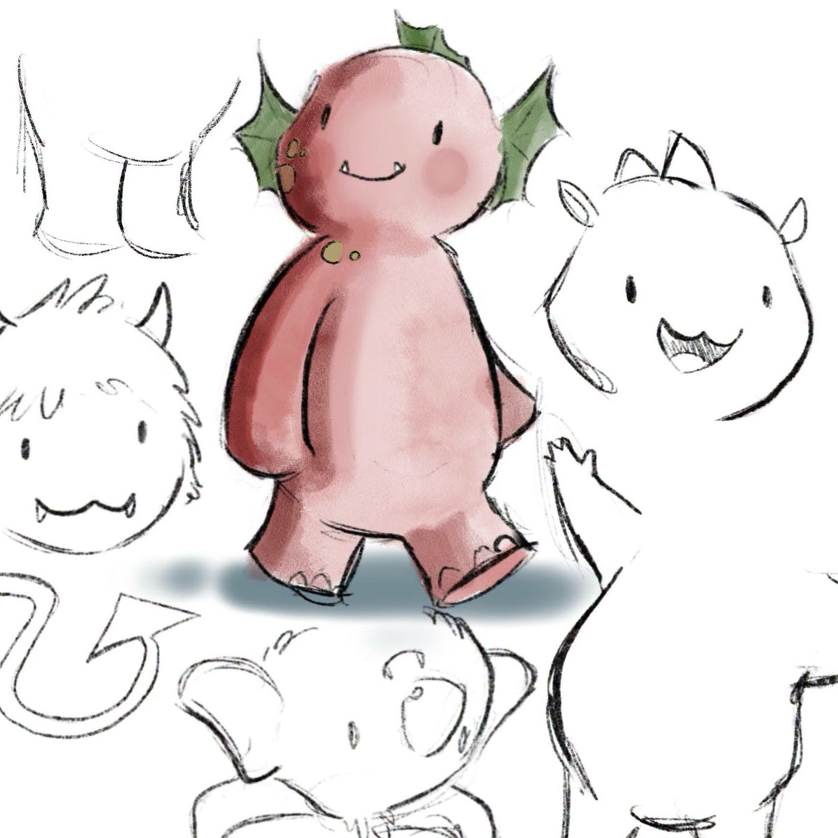 Josh Griffiths Studio Imaginary Friend Clear Stamp Set jgs0057 monster with an axolotl face