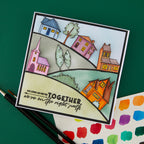 Josh Griffiths Studio Little Lodgings Clear Stamp Set jgs0007 houses on the right path card