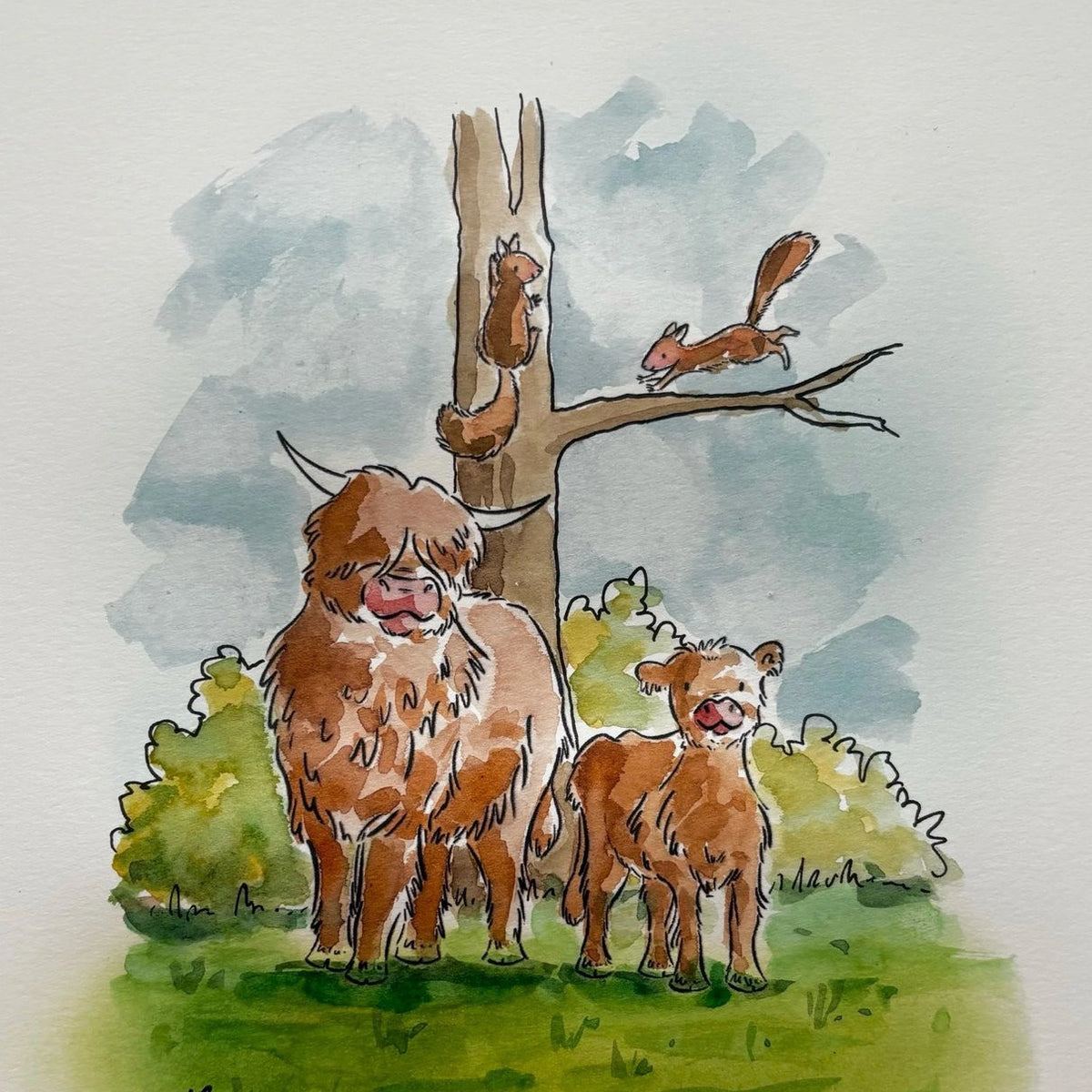 Josh Griffiths Studio Mini Storybook Animals Clear Stamp Set jgs0037 squirrels and highland cows