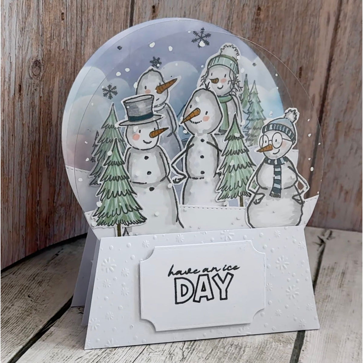 Josh Griffiths Studio Snow People Clear Stamp Set jgs0059 have an ice day snowmen trees winter card