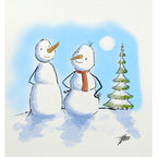 Josh Griffiths Studio Snow People Clear Stamp Set jgs0059 snowmen next to an evergreen tree
