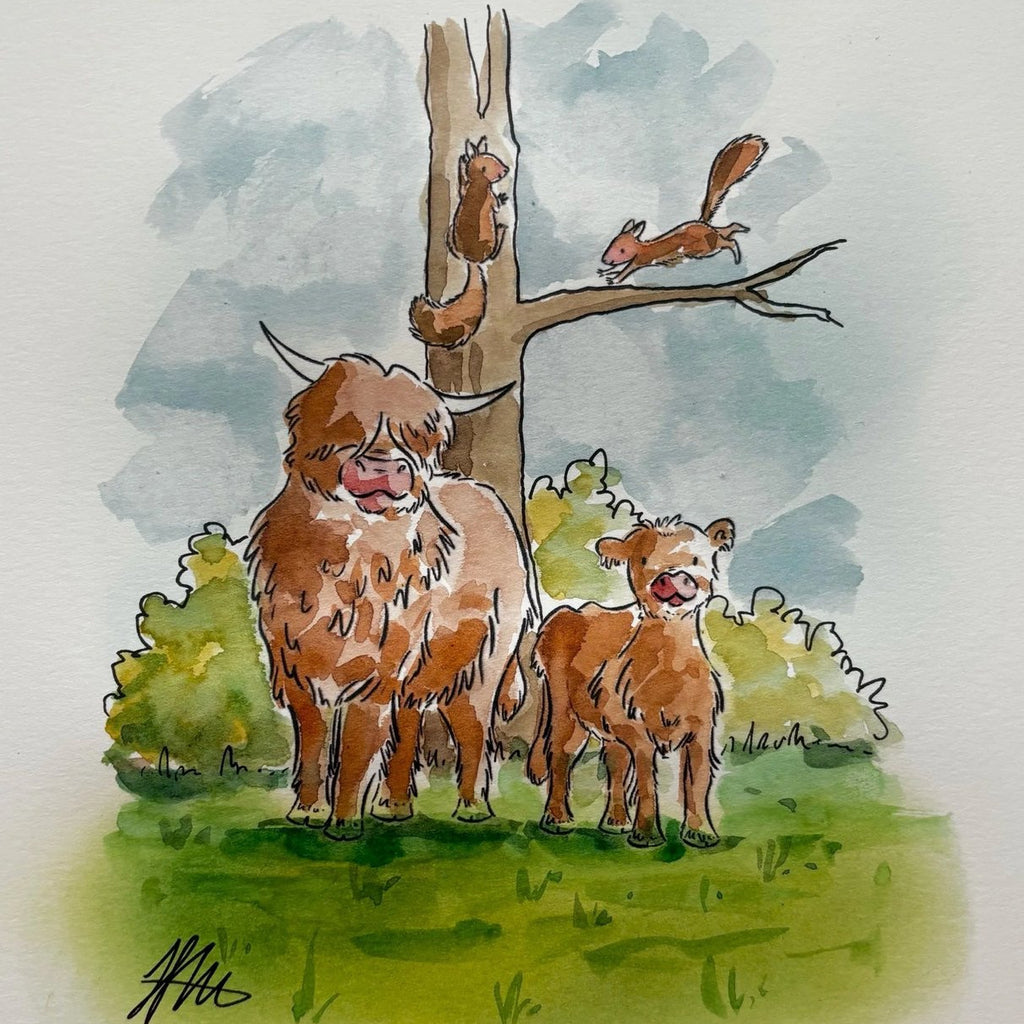 Josh Griffiths Studio Storybook Farm Animals Clear Stamp Set jgs0038 calf and scottish highland cow