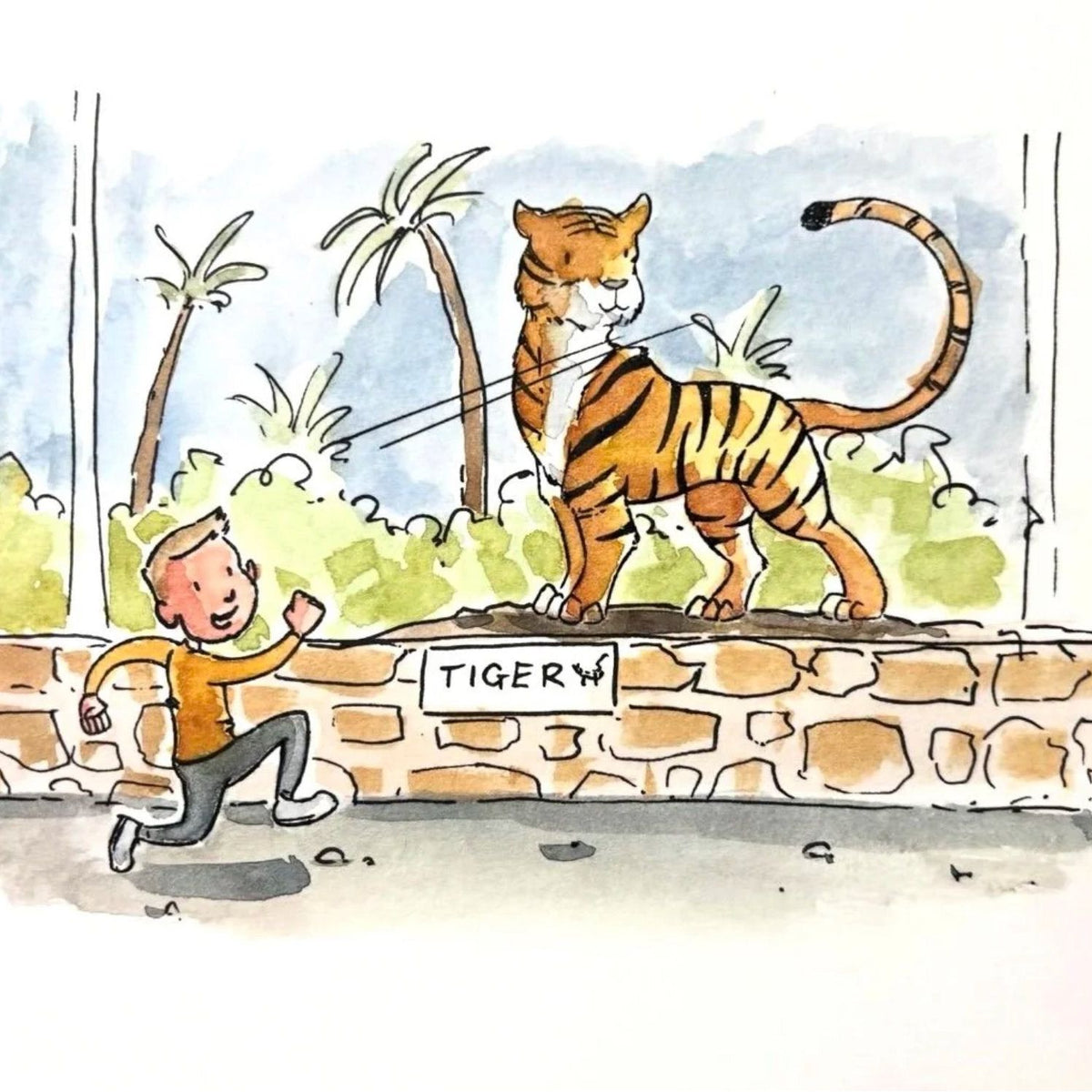 Josh Griffiths Studio Storybook Zoo Animals Clear Stamp Set jgs0036 a kid looking at the tiger in a zoo