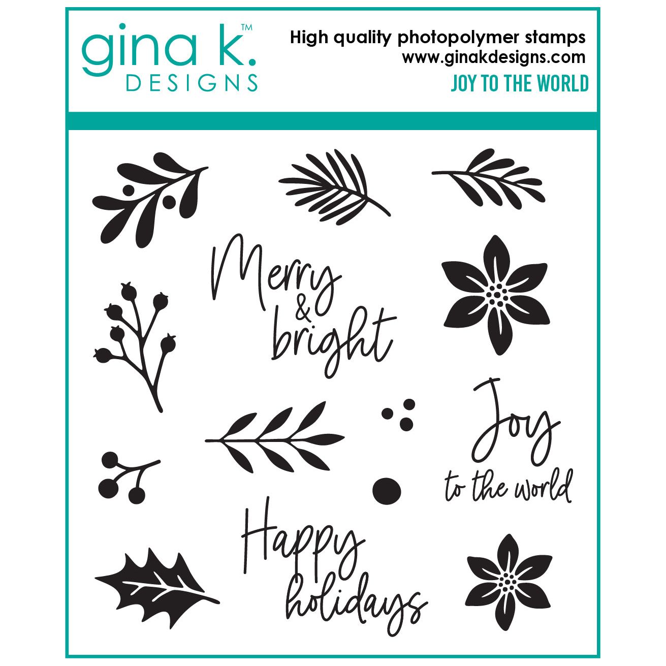 Gina K Designs Joy to the World Clear Stamps gkd188