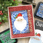 Tim Holtz Sizzix Vault Seasons Greetings A6 Multi Level Embossing Folder 667249 santa white dots believe card juliana michaels