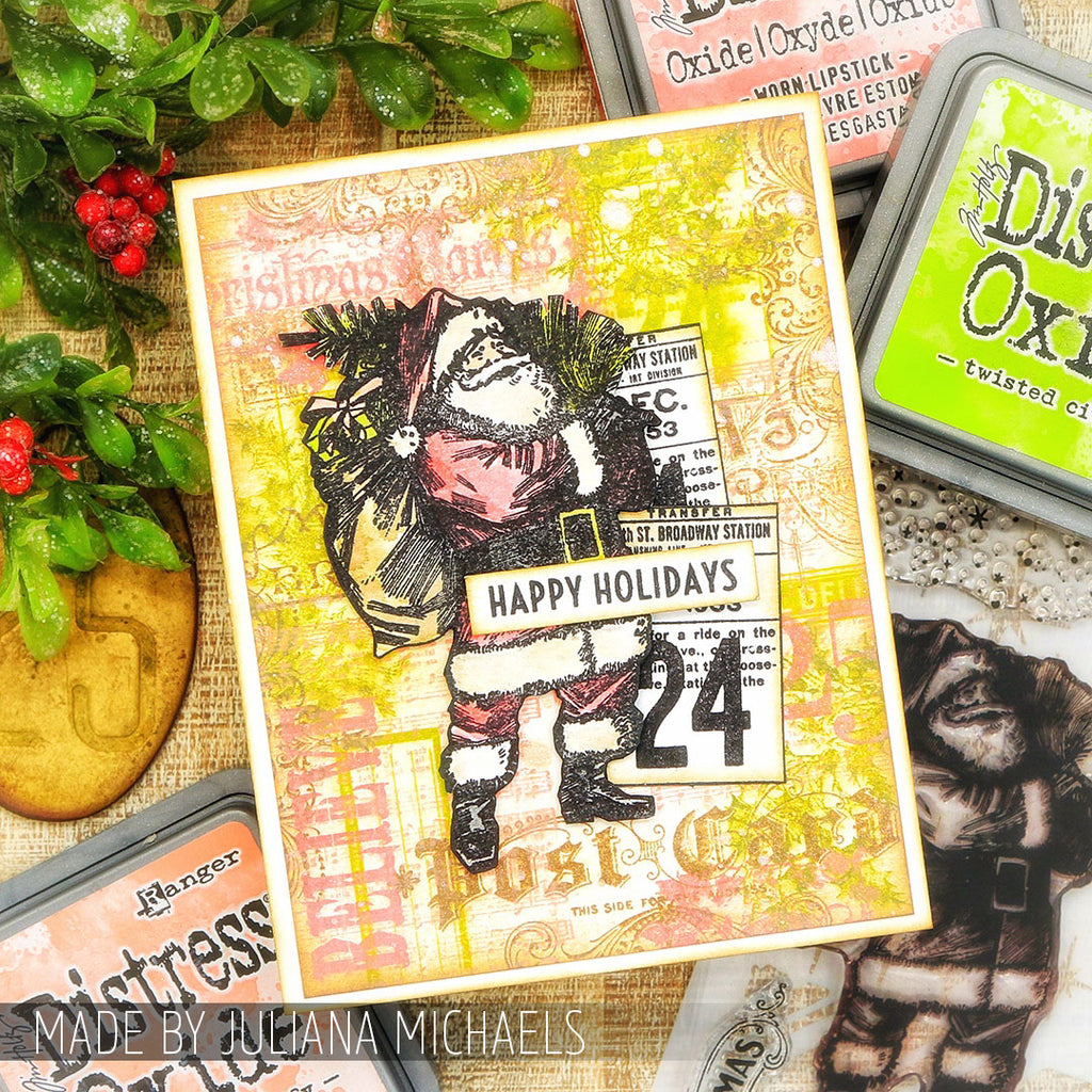 Tim Holtz Clear Stamps and Stencil Vintage Holiday, Sparkle, and Peppermint thmm131
