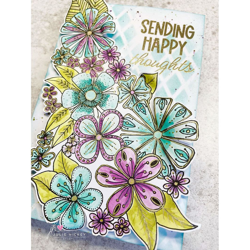 Julie Hickey Designs Blooming Bouquet Clear Stamps jh1083 purple